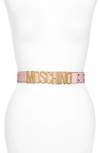 MOSCHINO LOGO PLATE LEATHER BELT,2017A800780010112