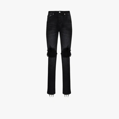 Purple Brand P002 Wash Blowout Tapered Jeans In Black
