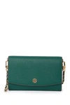 Tory Burch Robinson Leather Wallet On A Chain In Malachite
