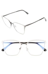 Tom Ford 55mm Cat Eye Blue Light Blocking Glasses In Gold/ White