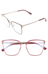 Tom Ford 55mm Cat Eye Blue Light Blocking Glasses In Bordeaux/ Gold