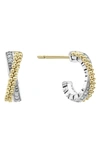 Lagos Caviar Lux Two-tone Small X Diamond Earrings In Silver