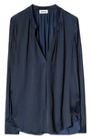 Zadig & Voltaire Tink Long-sleeve Satin Tunic In Encre