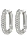 LUV AJ PAVE LINK HUGGIE HOOP EARRINGS,CH5-PCLH-S