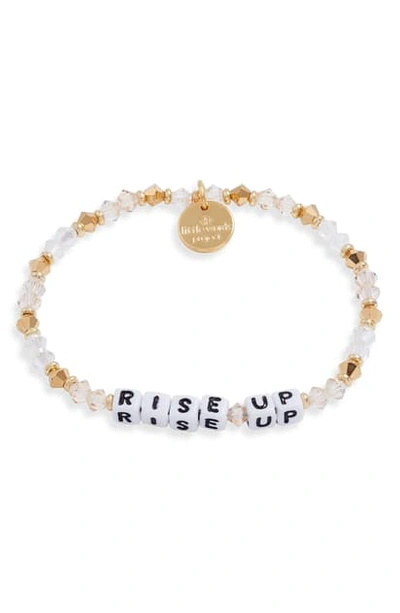 Little Words Project Rise Up Beaded Stretch Bracelet In Gold