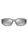 Versace Medusa Biggie Grey Rectangle-frame Sunglasses In Light Grey Mirror Silver