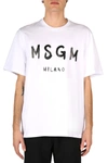 Msgm Logo Print Cotton  T-shirt In Optical White