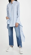 Monse Stripe Drawstring Asymmetrical Shirt In Sky/white