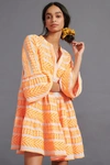 Devotion Ella Flared-sleeve Stretch-cotton Mini Dress In Orange