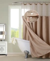 Spa 251 Waffle Complete Shower Curtain With Detachable Liner Bedding In Mocha