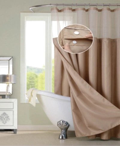 Spa 251 Waffle Complete Shower Curtain With Detachable Liner Bedding In Mocha