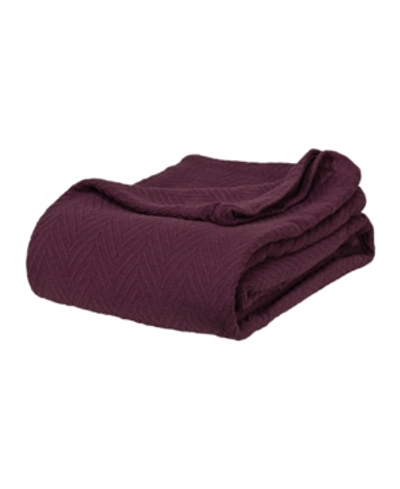 Superior Chevron All Season Cotton Blanket, Twin Bedding In Purple