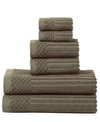 Superior Soho Checkered Border Cotton 6 Piece Towel Set Bedding In Charcoal