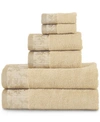 Superior Wisteria Floral Embroidered Jacquard Border Cotton 6 Piece Bath Towel Set In Beige Overflow