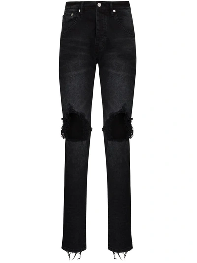 Purple Brand Wash Blowout Slim-leg Jeans In Black