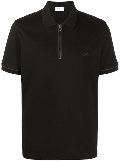 Tシャツ・カットソー FERRAGAMO FW25 Logo embroidery polo shirt (784281 NEWNAVY) Cotton polo shirt with zip closure - Men | Ferragamo