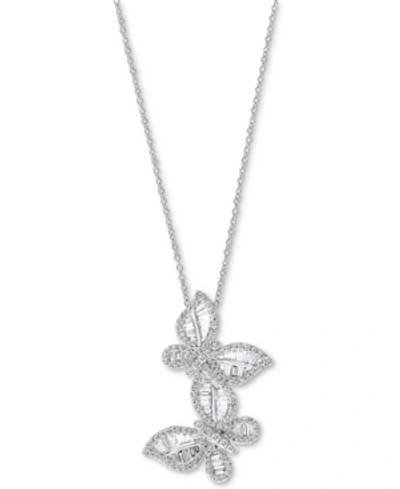Effy Collection Effy Diamond Butterfly 18" Pendant Necklace (1-3/8 Ct. T.w.) In 14k White Gold