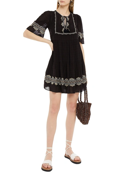 Vanessa Bruno Embroidered Checked Jacquard Mini Dress In Black