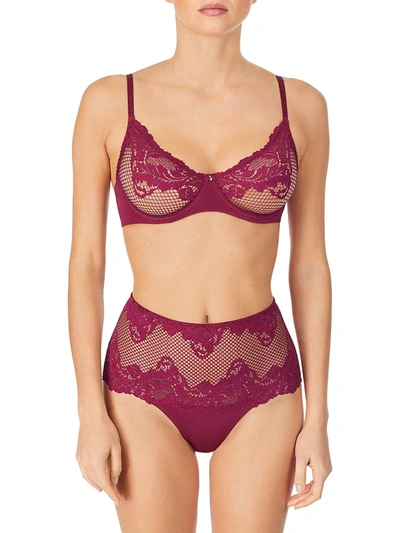 Le Mystere Lace Allure Unlined Underwire Demi Bra In Rouge