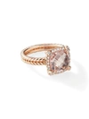 David Yurman Châtelaine Pave Bezel Ring With Gemstone & Diamonds In 18k Yellow Gold/9mm In Morganite