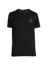 Dolce & Gabbana Embroidered Crest Cotton T-shirt In Nero