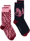 DESMOND & DEMPSEY ANIMAL-MOTIF SET OF TWO SOCKS