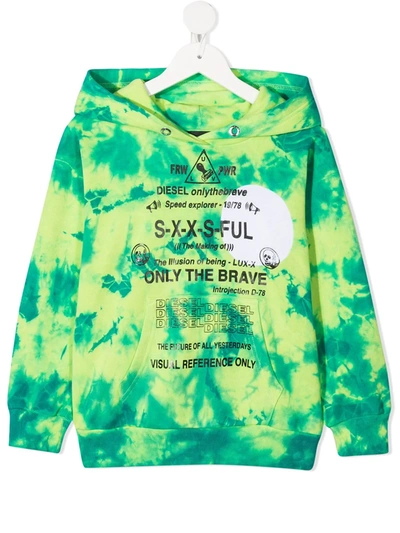 Diesel Kids Hoodie Smoony For For Boys And For Girls In Green