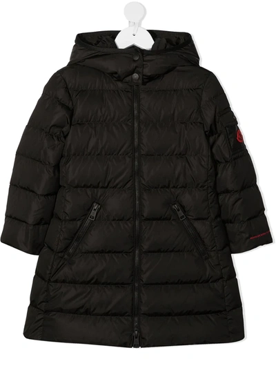 Moncler Kids' Padded Hooded Coat In Black