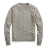 Ralph Lauren Cashmere V-neck Sweater In Light Grey Heather