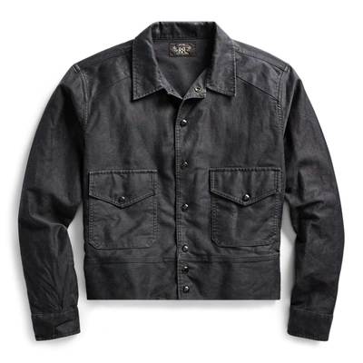 Double Rl Embroidered Overshirt In Rl 968 Sulphur Black