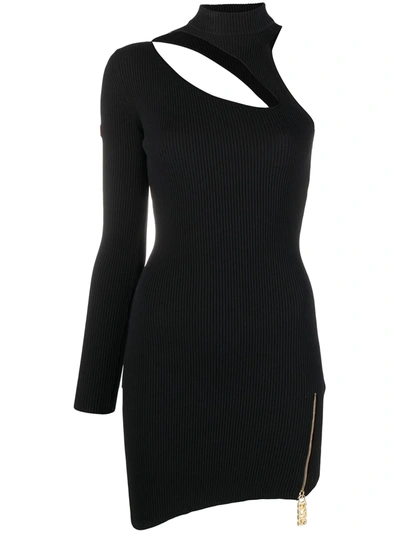 Gcds Asymmetrical Fitted Mini Dress In Black