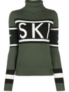 Perfect Moment Aspen-intarsia Merino-wool Roll-neck Sweater In Green