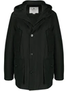 Woolrich Off-centre Buttoned Coat In Black