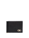 Ferragamo Textured Leather Wallet With Logo In Black