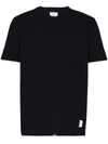 Thom Browne Crew Neck Cotton T-shirt With Distinctive Logo In Blue