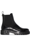 Ferragamo Gancini Logo Detail Chelsea Boots In Black