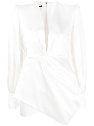 Alex Perry Drape-detail Dress In White