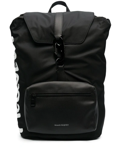Alexander Mcqueen Logo Print Urban Backpack In Black