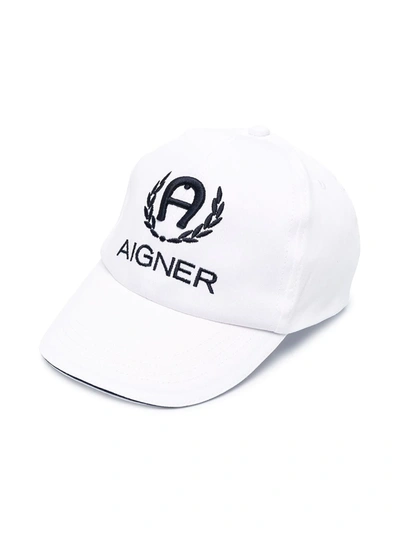 Aigner Kids' Embroidered Logo Baseball Cap In White