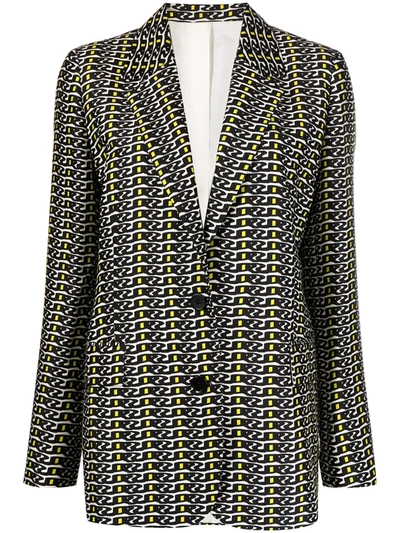 Christian Wijnants Geometric-print Wool-blend Blazer In Black