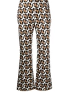 Fendi Stitched Leopard Pattern Trousers In White