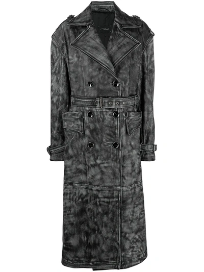 Manokhi Distressed Trench Coat In Black