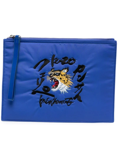 Kenzo X Kansai Yamamoto Embroidered Clutch Bag In Blue