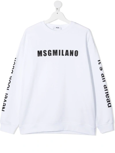 Msgm White Moncler Enfant Teen Sweatshirt