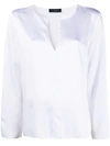 PIAZZA SEMPIONE SATIN LONG-SLEEVED BLOUSE