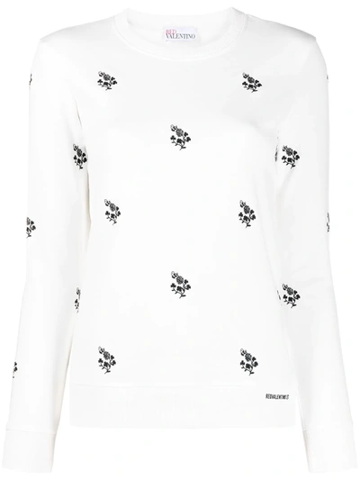 Red Valentino Redvalentino Floral Embroidered Sweatshirt In White