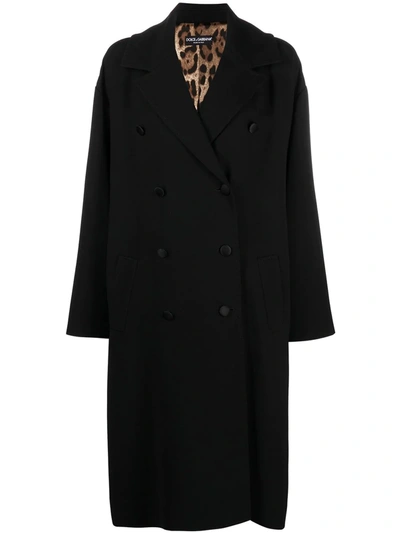 Dolce & Gabbana Double-breasted Virgin Wool-blend Coat In Black