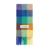 Acne Studios Womens Blue Green Orange Vally Checked Wool Scarf In Lilac Purple Green Pink