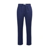 Frescobol Carioca Oscar Straight-leg Linen And Cotton-blend Drawstring Trousers In Navy Blue
