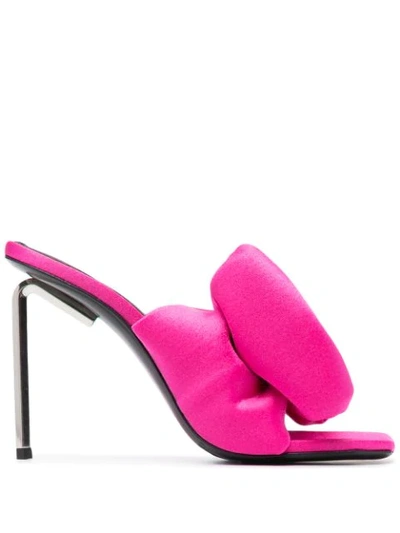 Off-white Allen Bow-embellished Stretch-woven Heeled Mules In Pink
